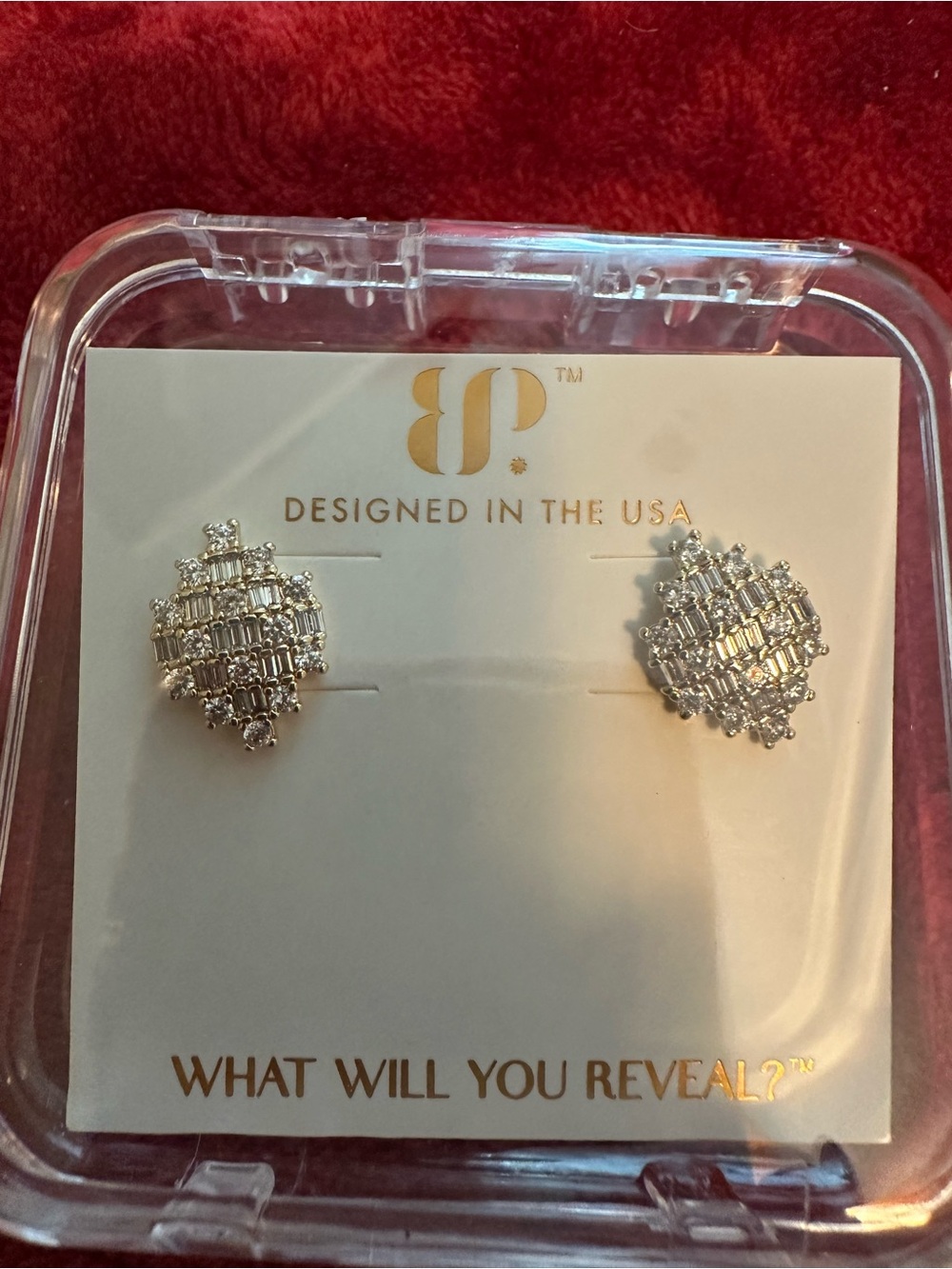 bp Gold Crystal Cluster Stud Earrings - Gold